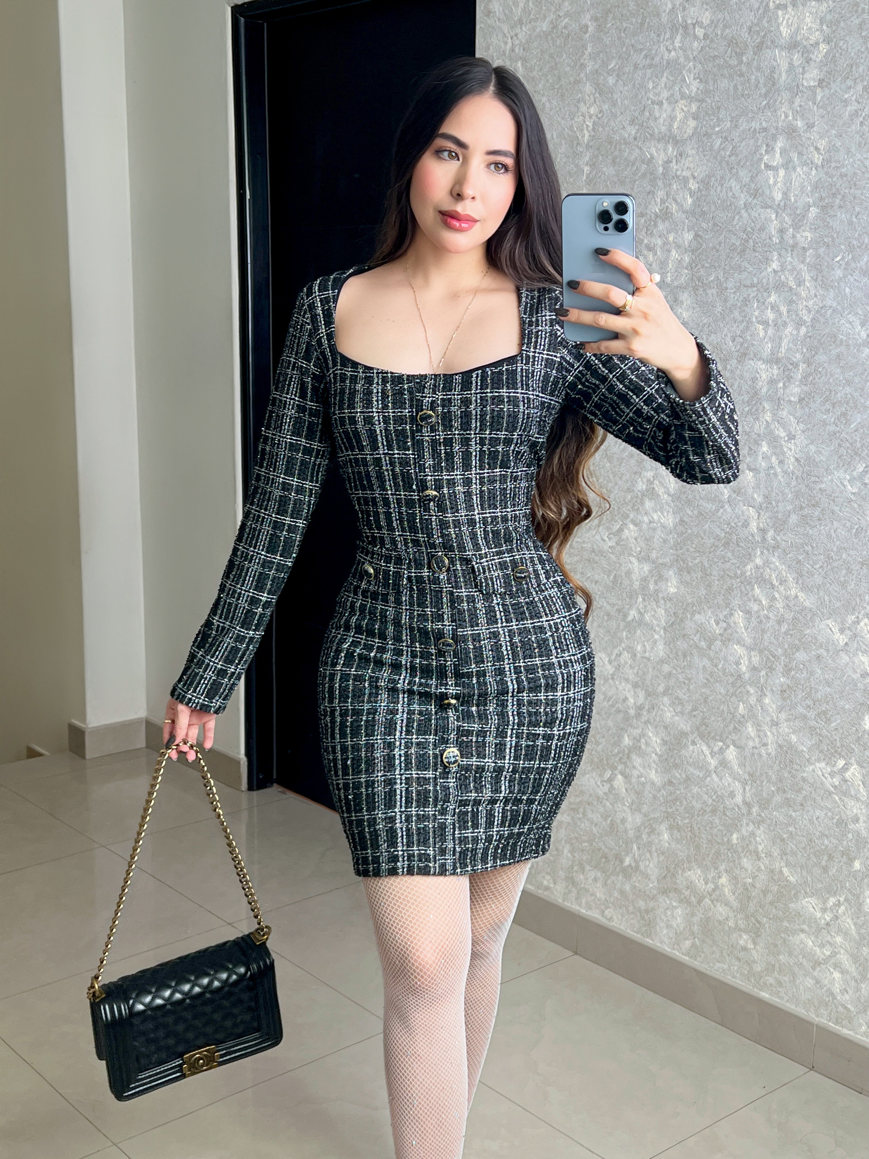 VESTIDO NEGRO TWEED