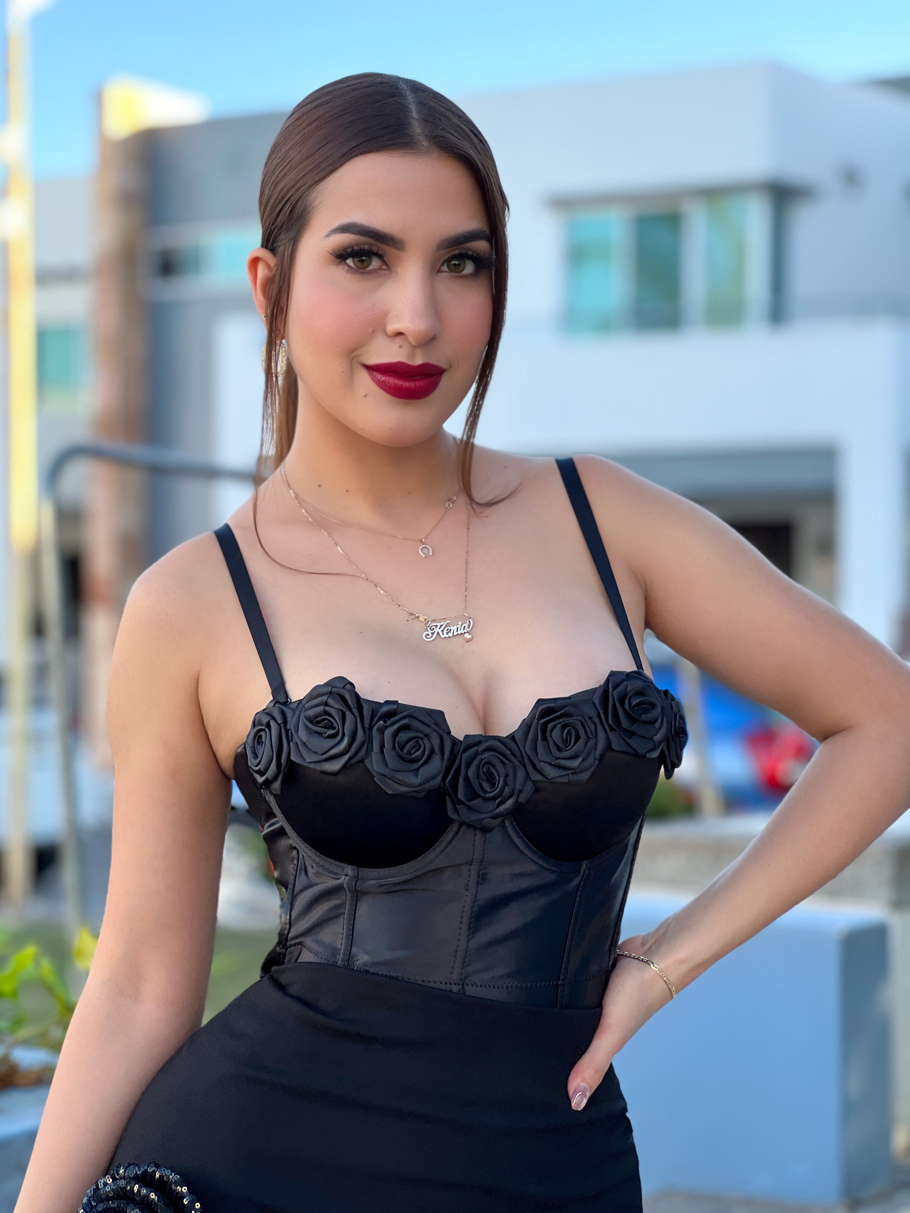 CORSET FLORES NEGRAS