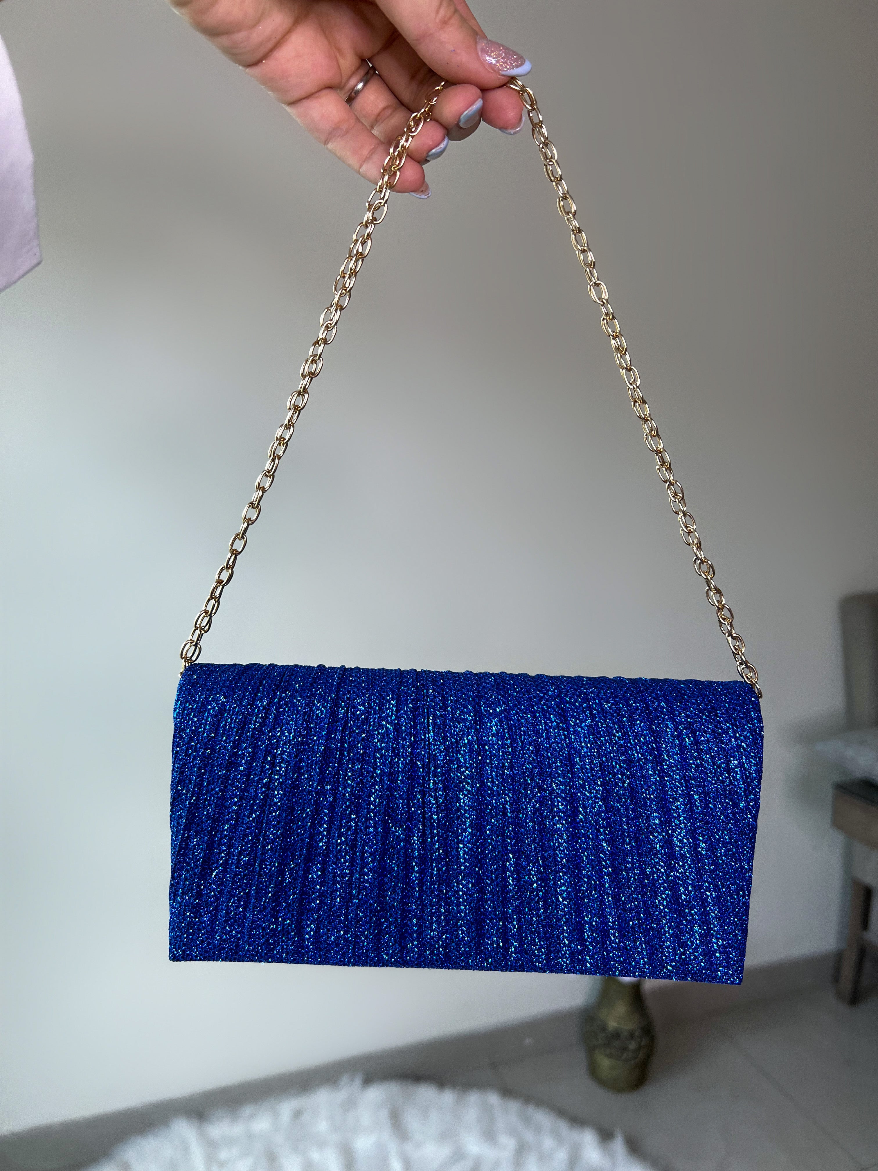 BOLSO AZUL CON BRILLO