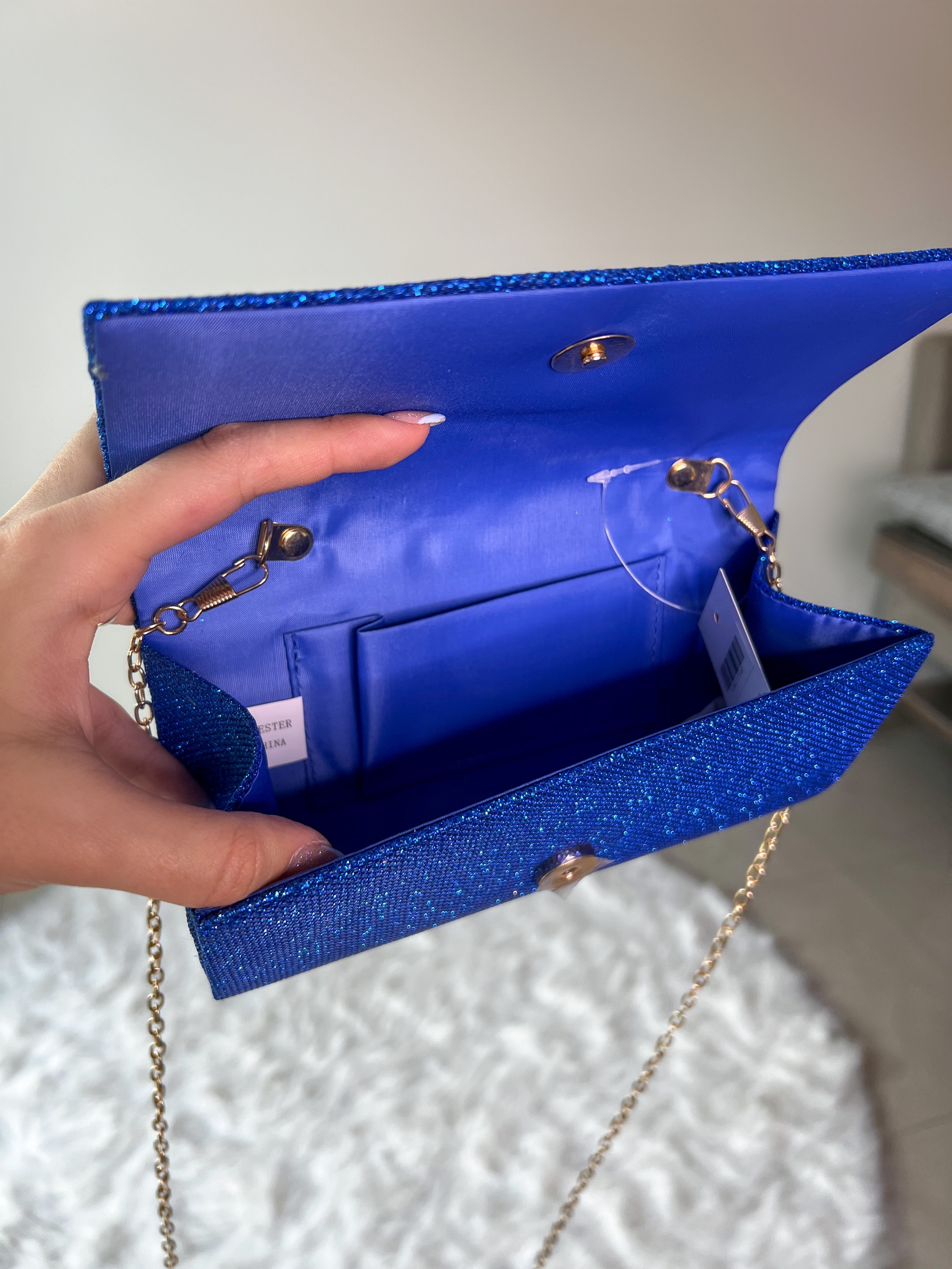 BOLSO AZUL CON BRILLO