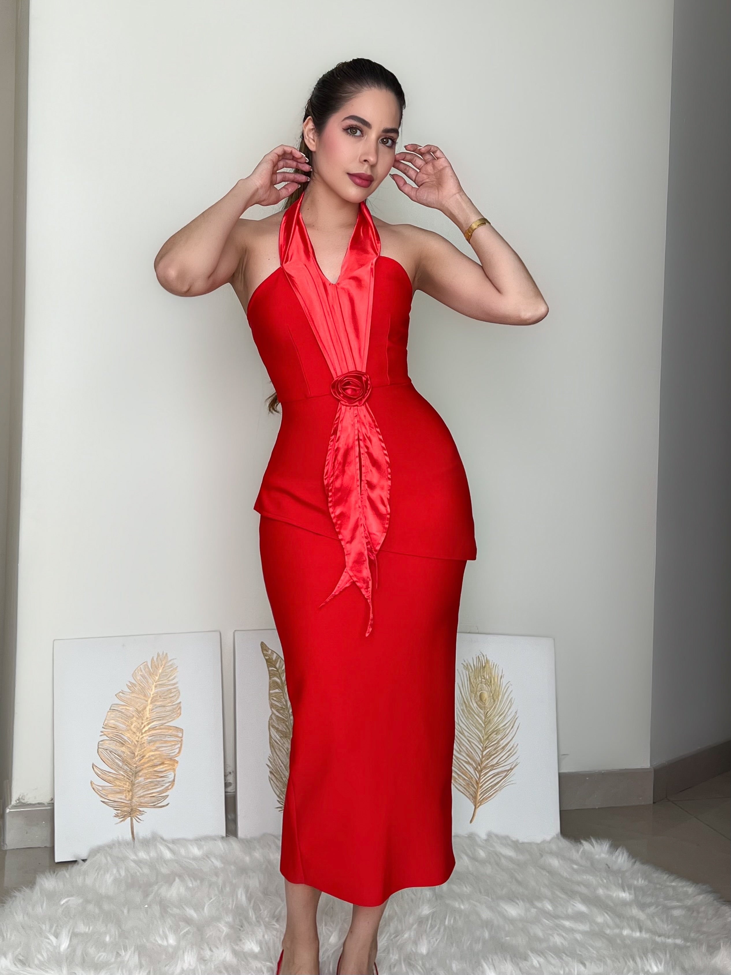 VESTIDO ROJO BANDAGE