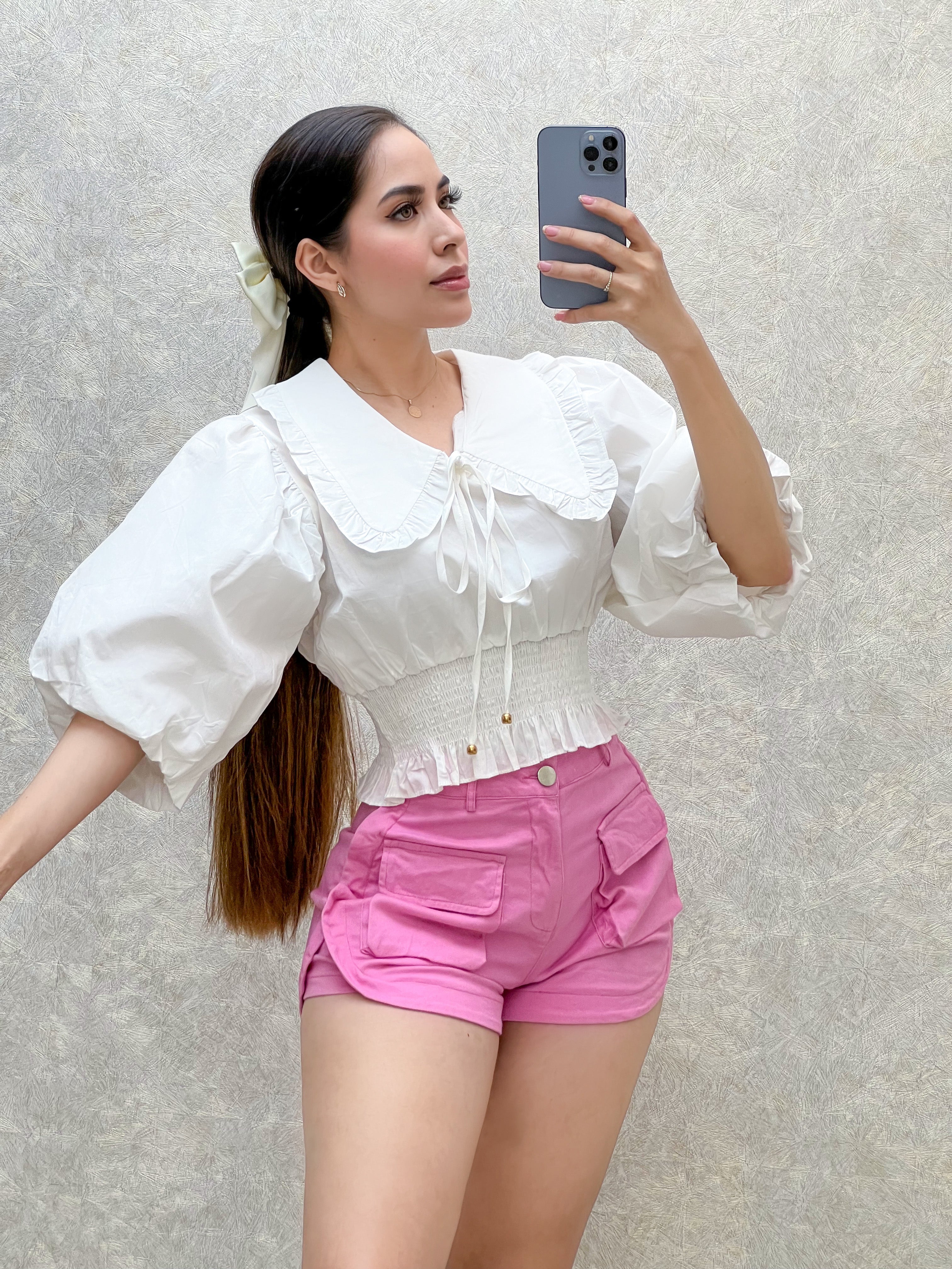 BLUSA BLANCA CON LISTÓN