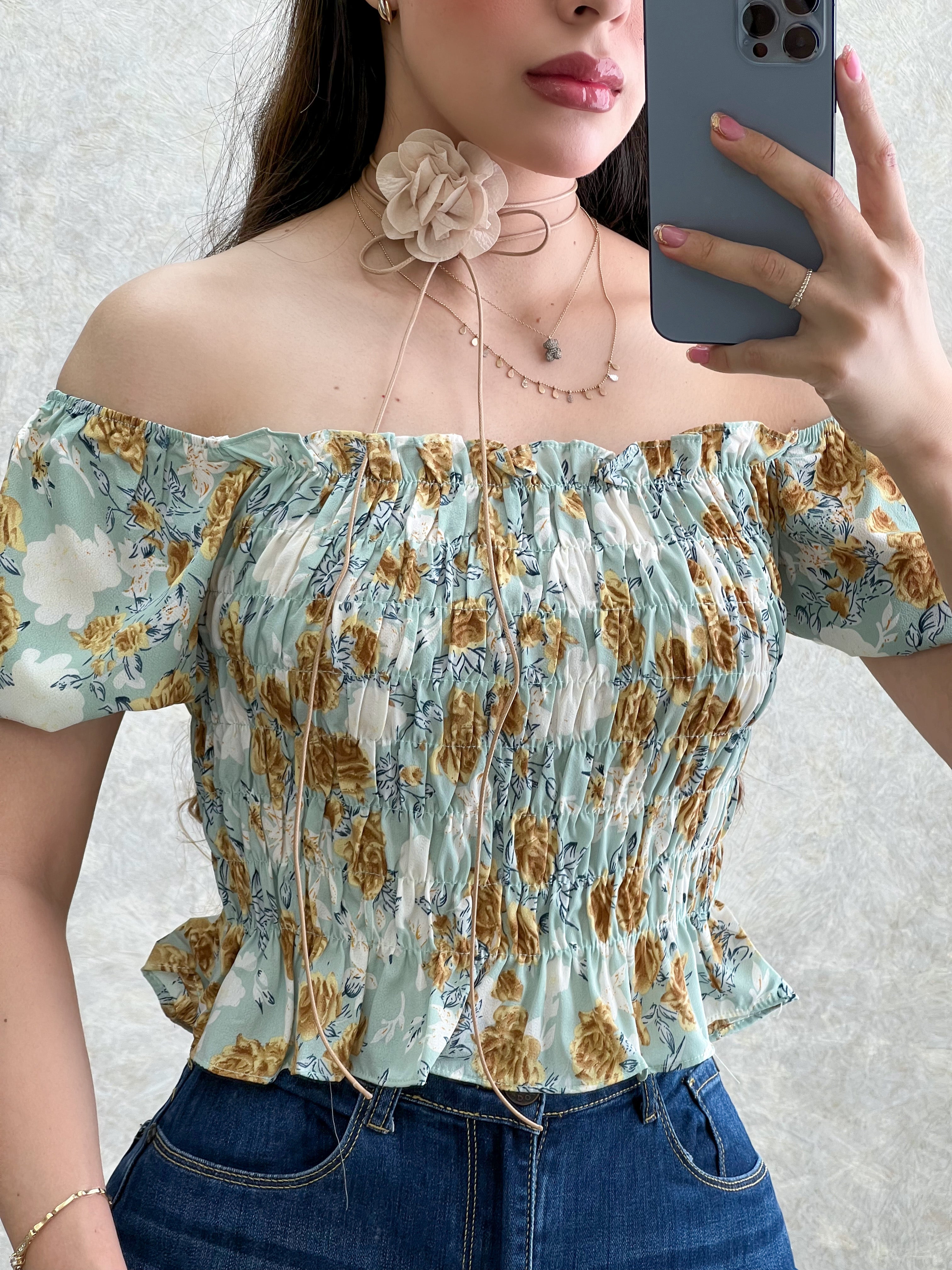 BLUSA CORRUGADA AGUAMARINA