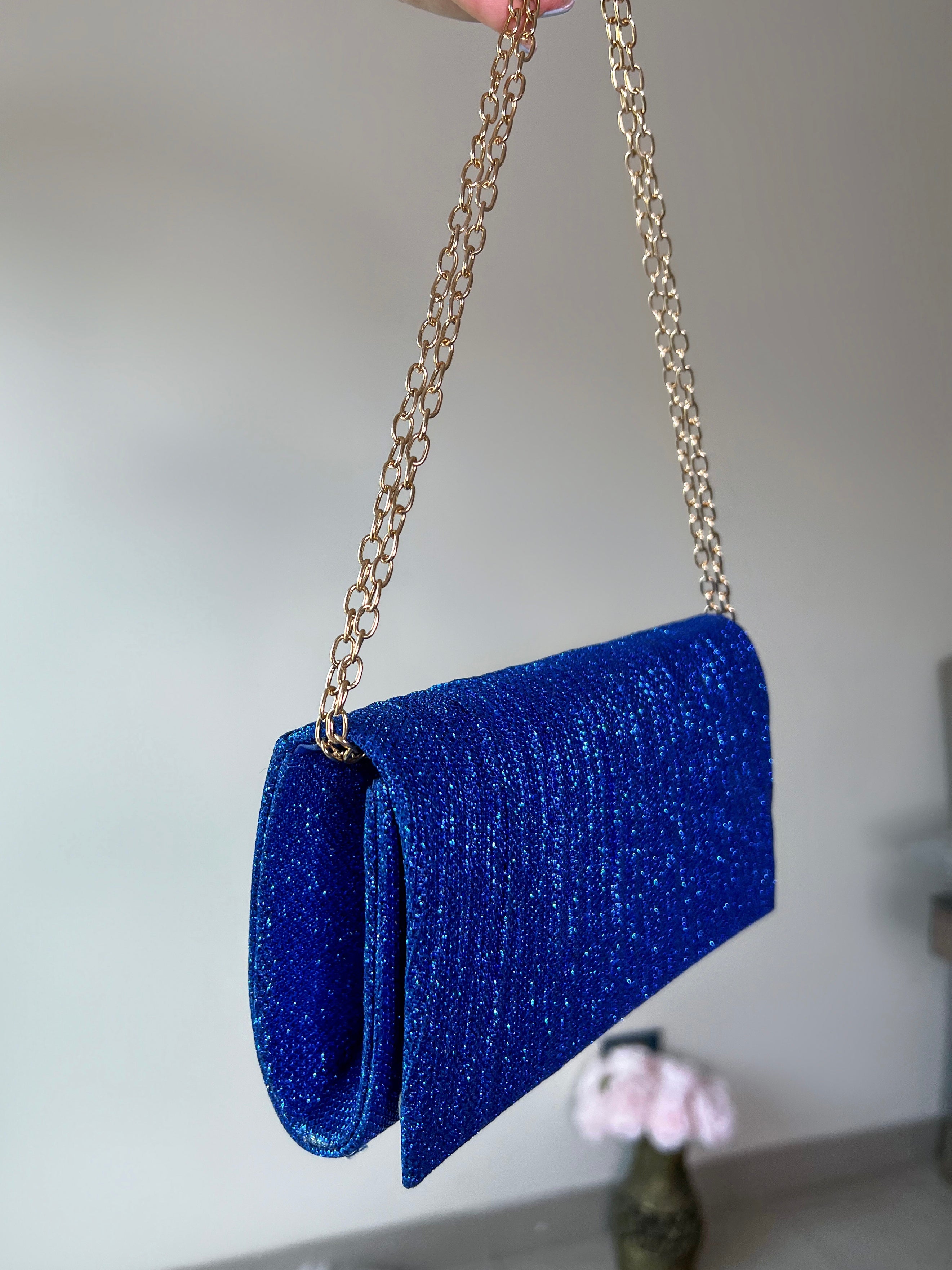 BOLSO AZUL CON BRILLO