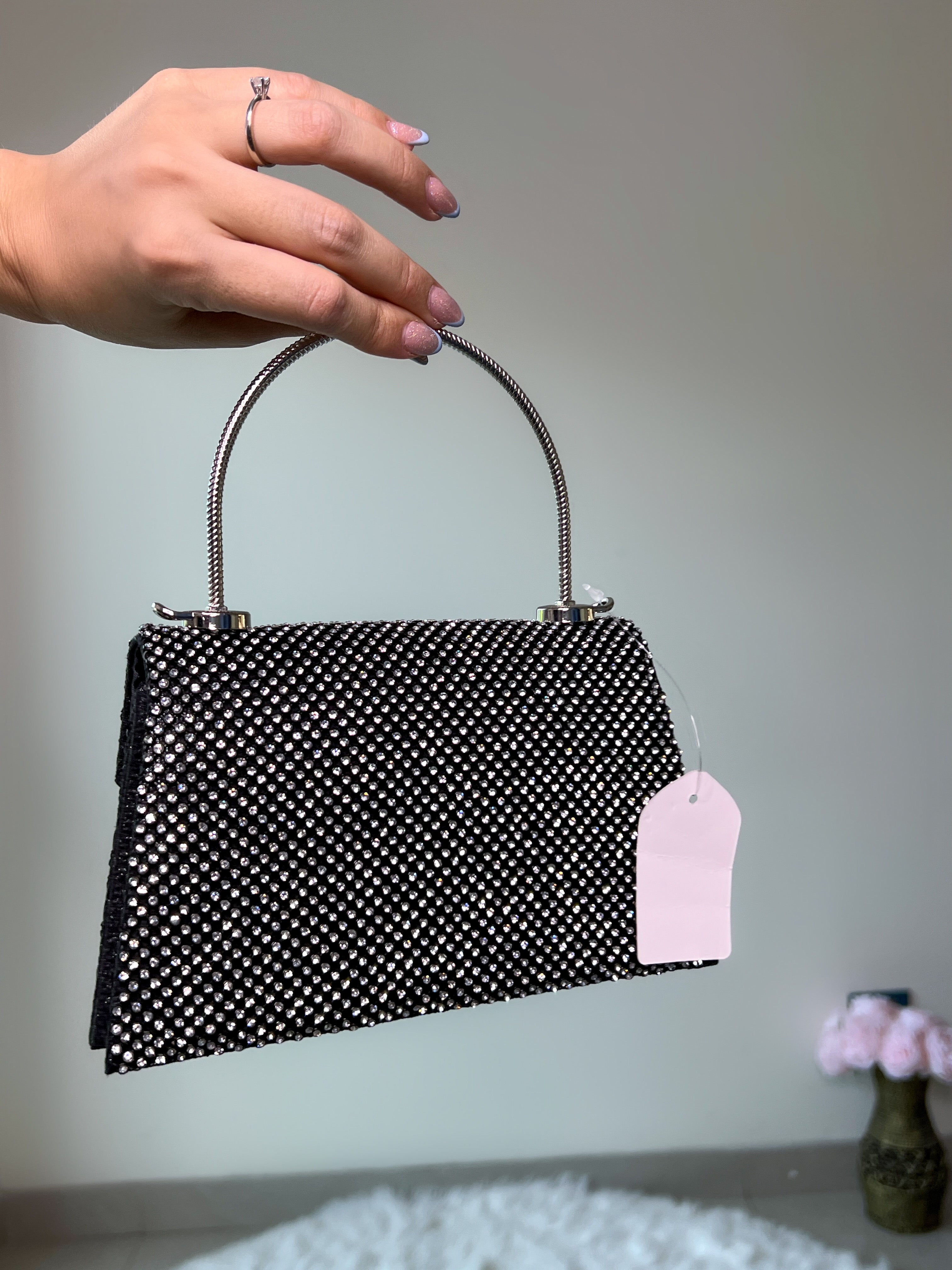 BOLSO DIAMANTES NEGRO