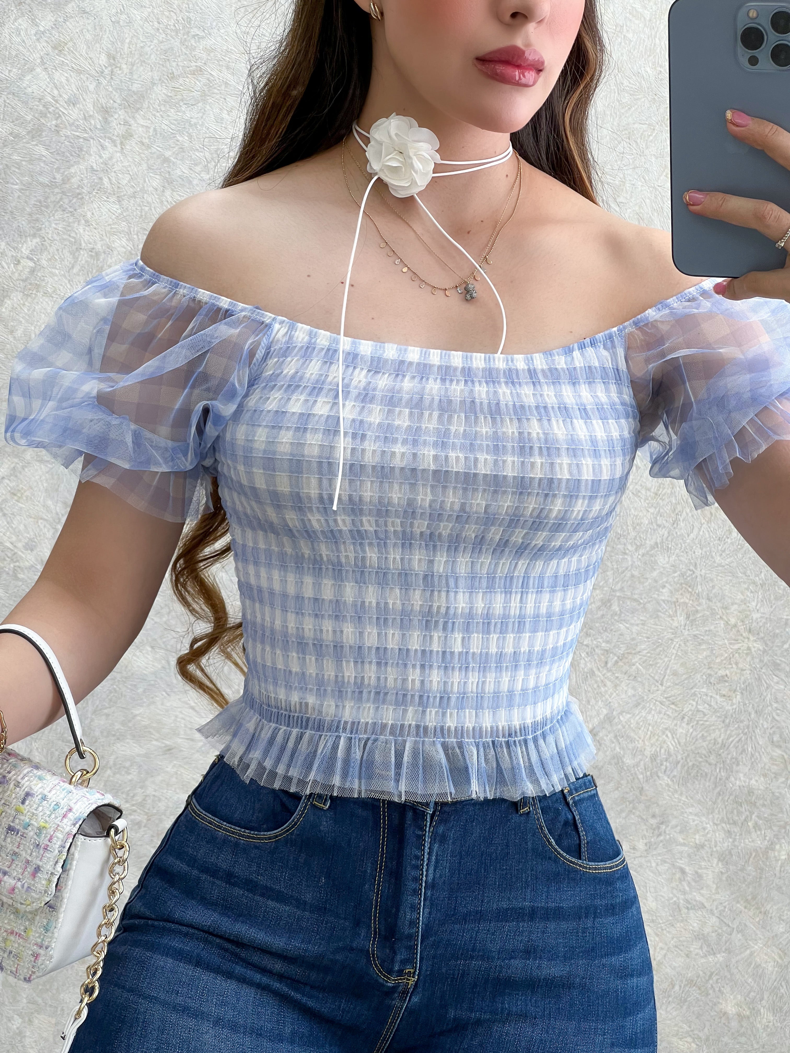 BLUSA DE CUADRITOS AZUL