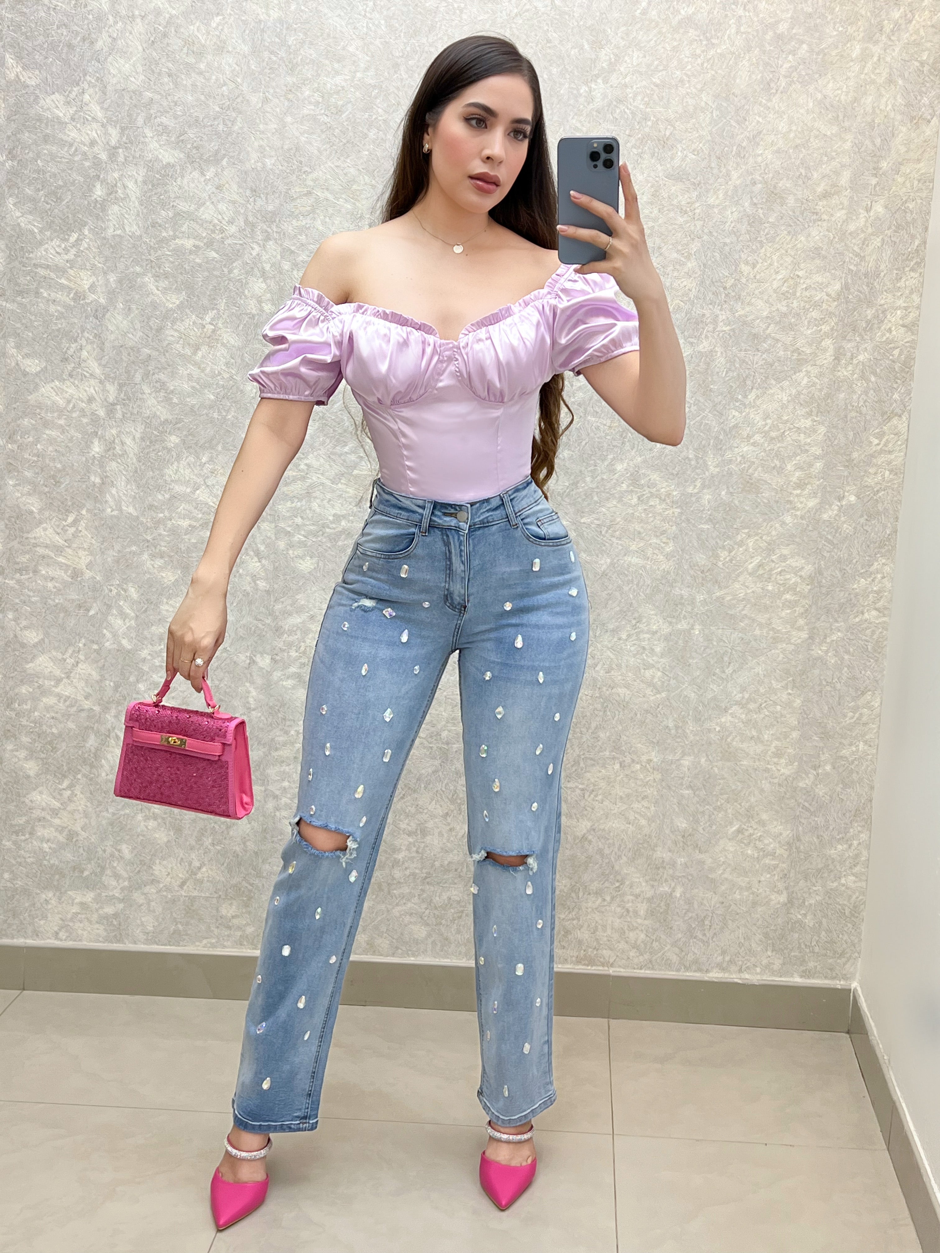 BLUSA LILA SATINADA