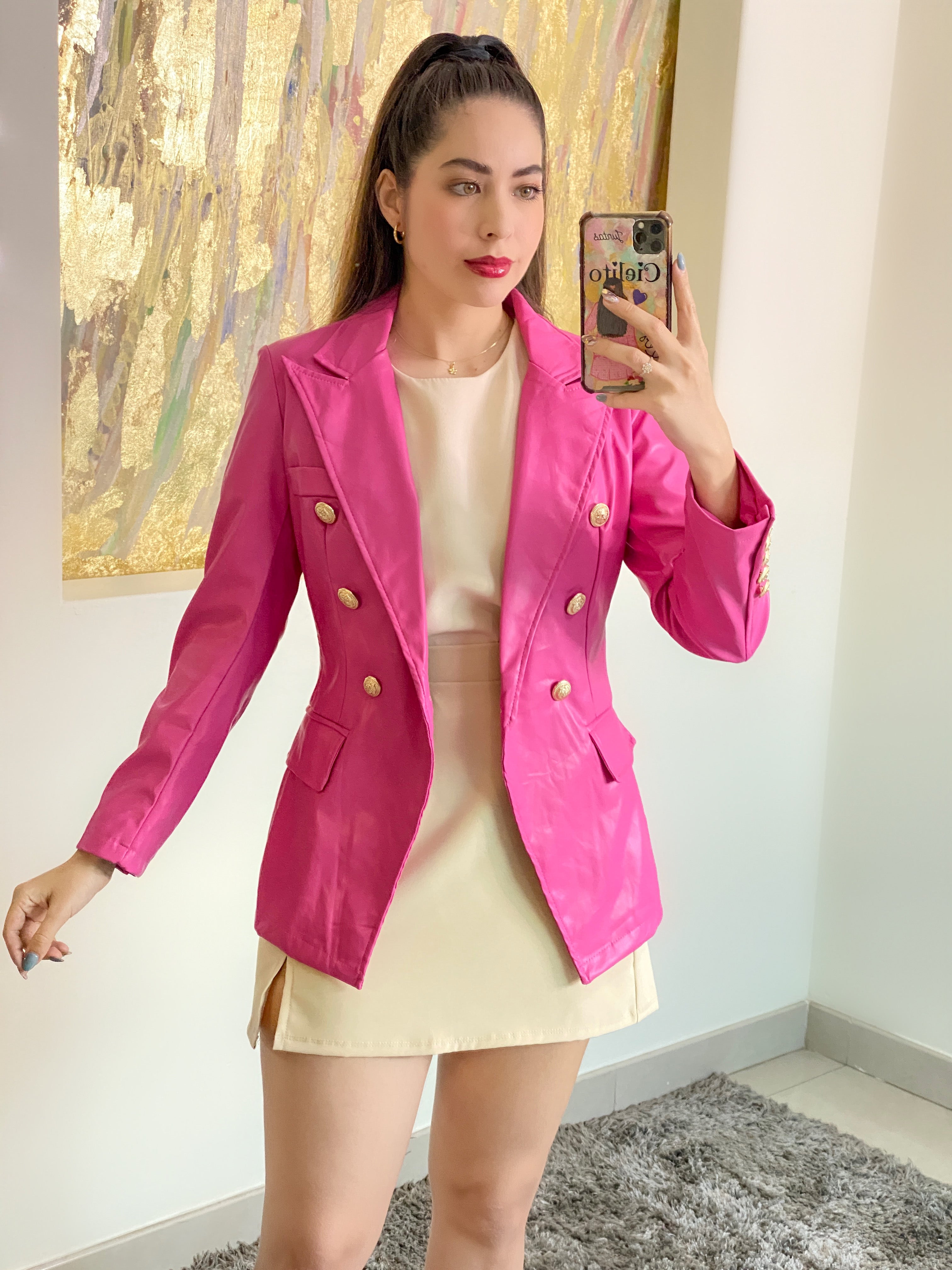 BLAZER VINIPIEL ROSA BARBIE